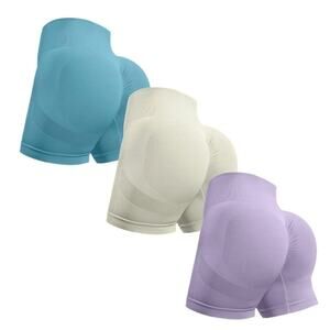 OVESPORT 3 Piece Workout Shorts Women's Size XL Seamless Lifting High Waisted S2